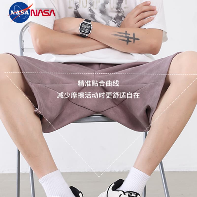 Shorts esportivos masculinos plus size estilo retrô americano da NASA, soltos e com efeito emagrecedor, com cós em forma