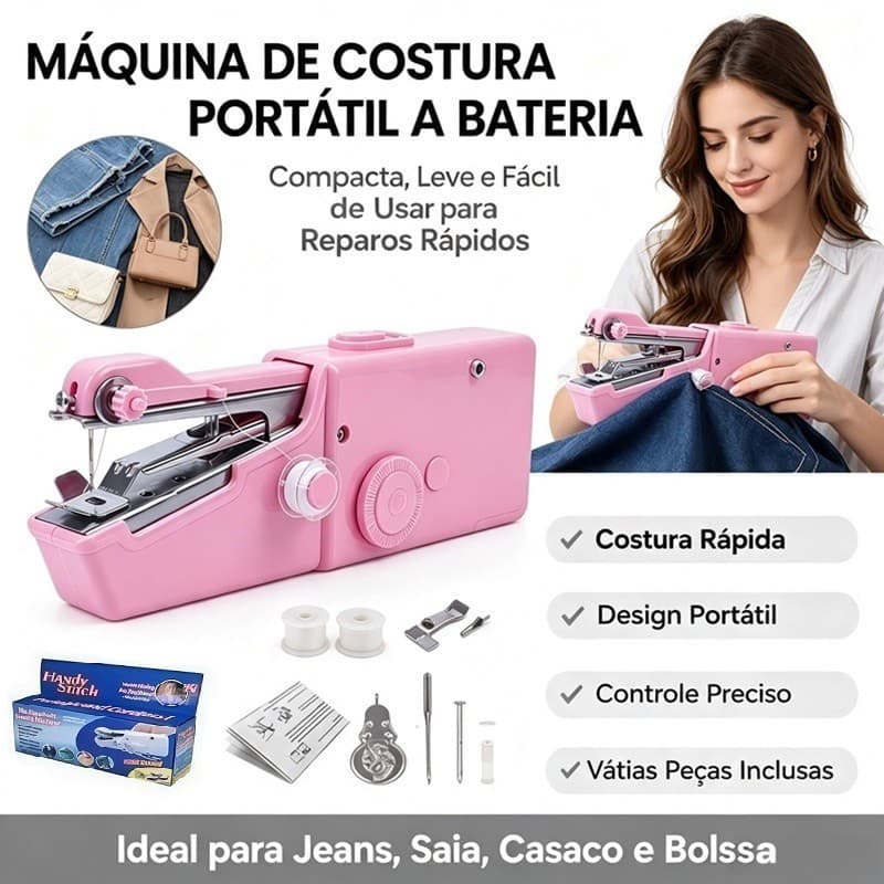 Mini portátil handheld máquinas de costura costurar costura roupas tecidos ponto elétrico a Pilha AIRER.BR