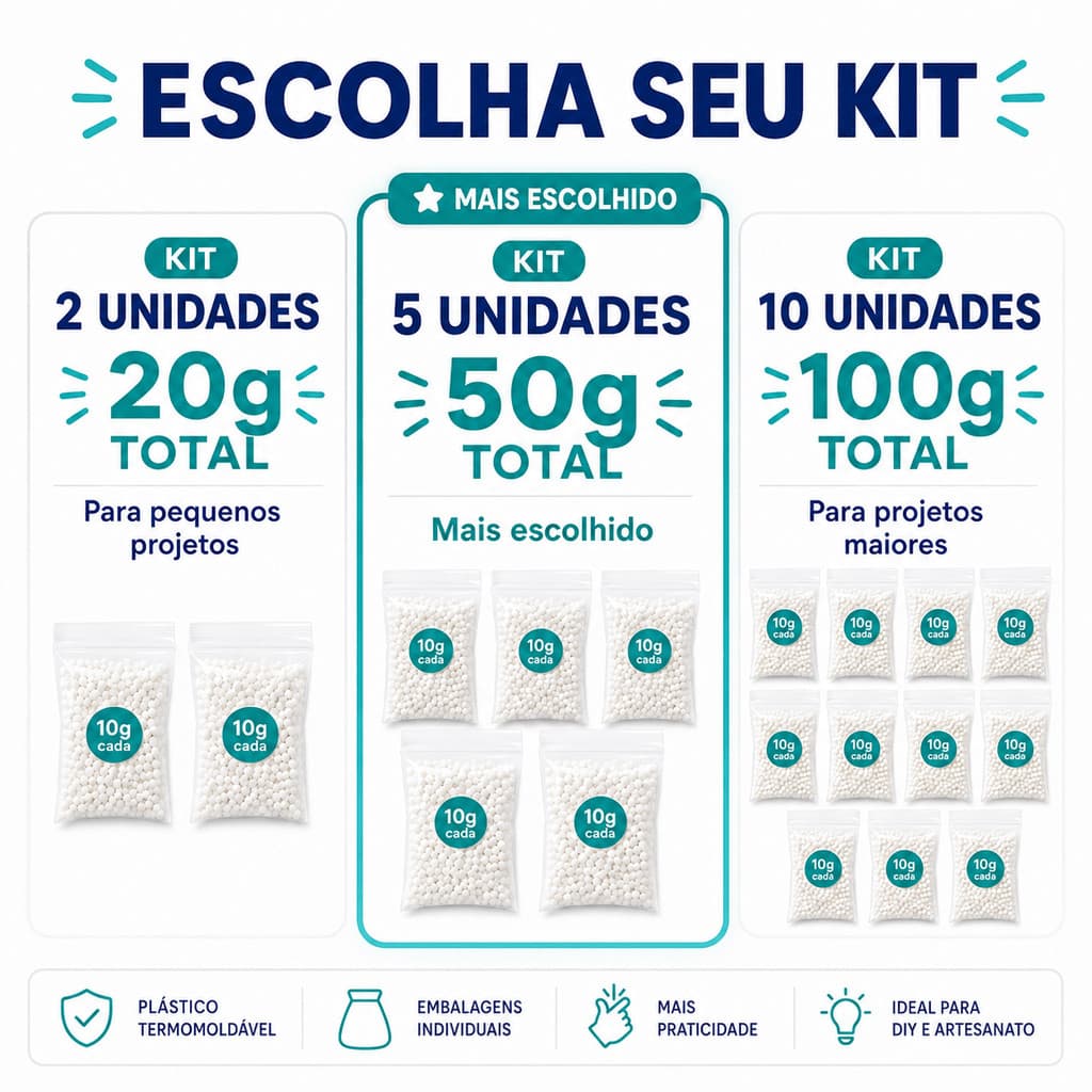 Kit 10g 2/5/10 Plástico Termomoldável Unidades para Artesanato DIY Modelagem Reparos e Criações Personalizadas