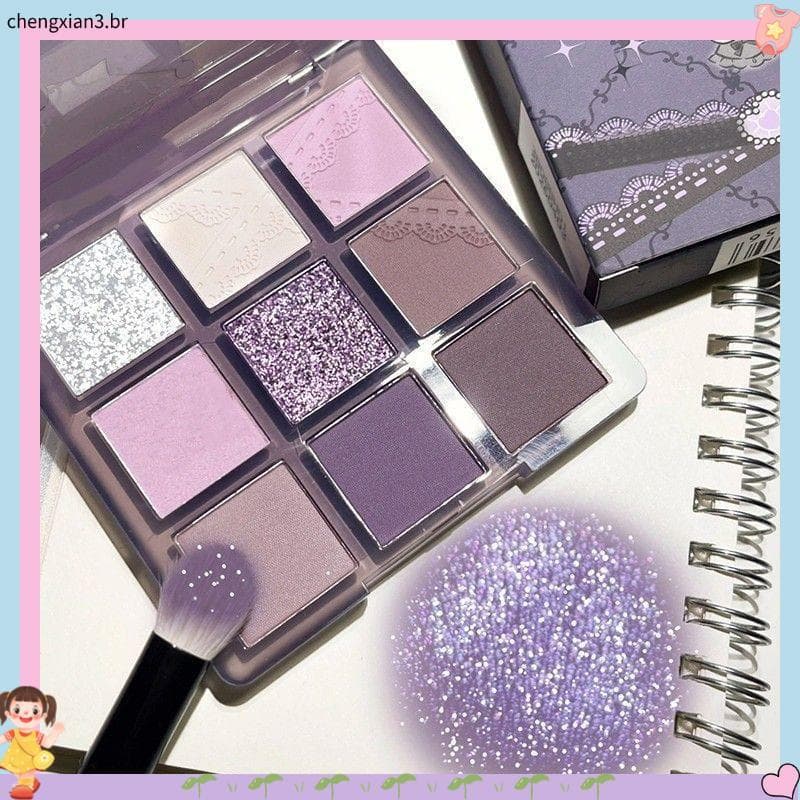 Coleção de 1.20.000 pessoas cinza fumado roxo novo estilo renda paleta de sombras de nove cores fosco perolado fino pisc