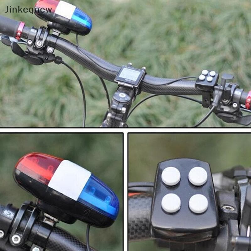 JNBR 6 Bicicleta Polícia Luz led + 4 Sirene Alta Som Trompete Ciclismo Chifre Sino JIN