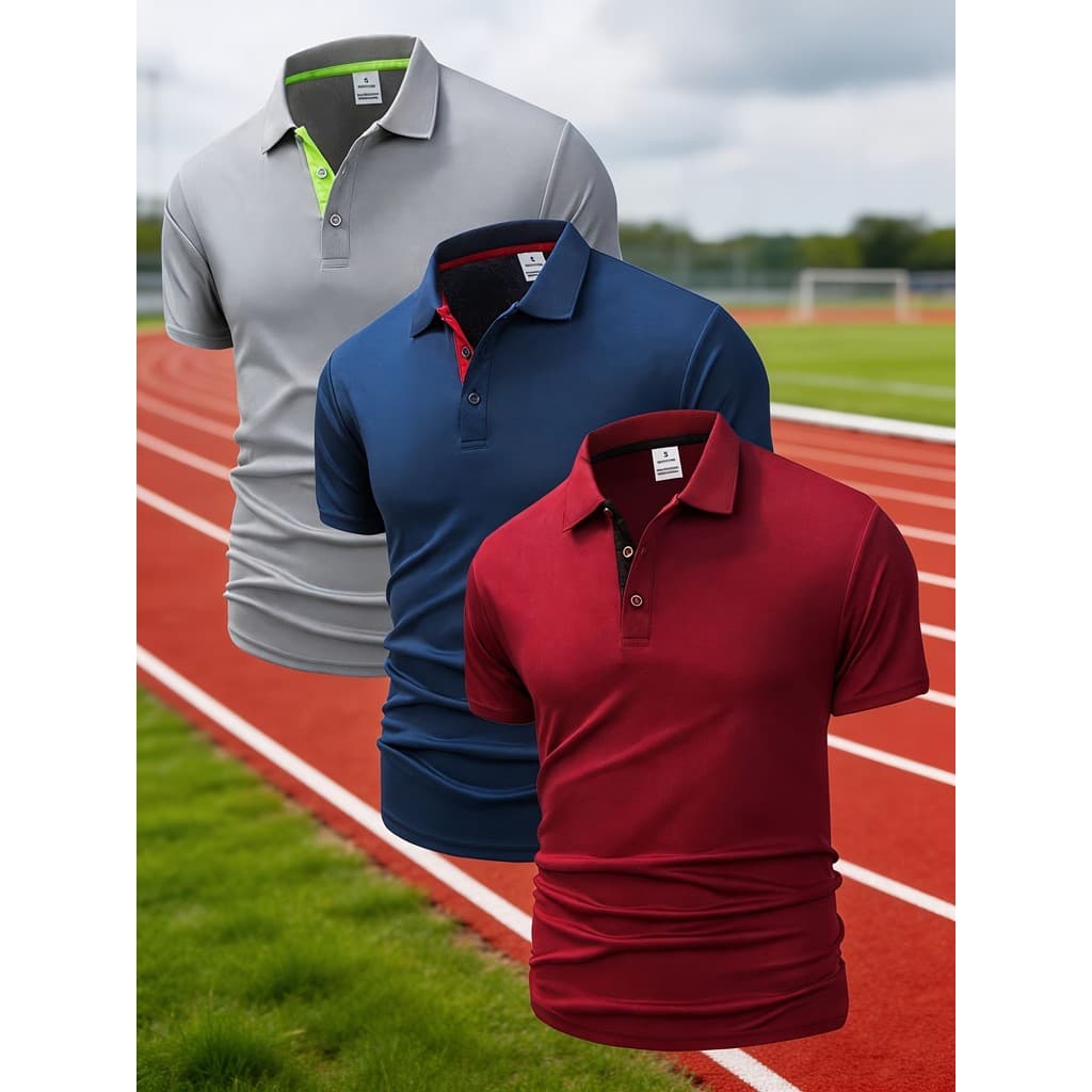 Camisa polo masculina de manga curta com lapela de verão, cor sólida, placa leve, camisa polo multicolorida, roupas espo