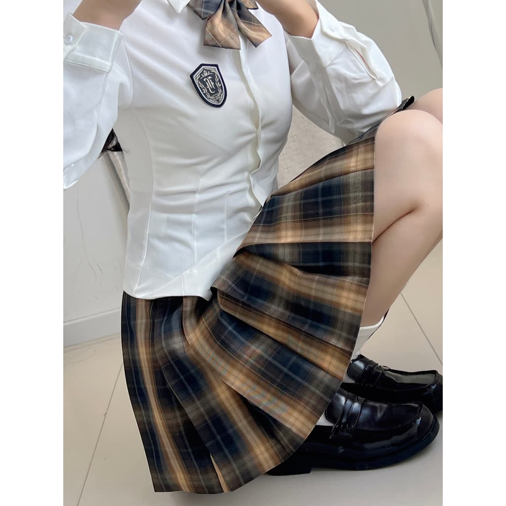 Linjian saia plissada de elefante fofo feminina jk uniforme escolar saia xadrez saia diária saia xadrez estudante esqui