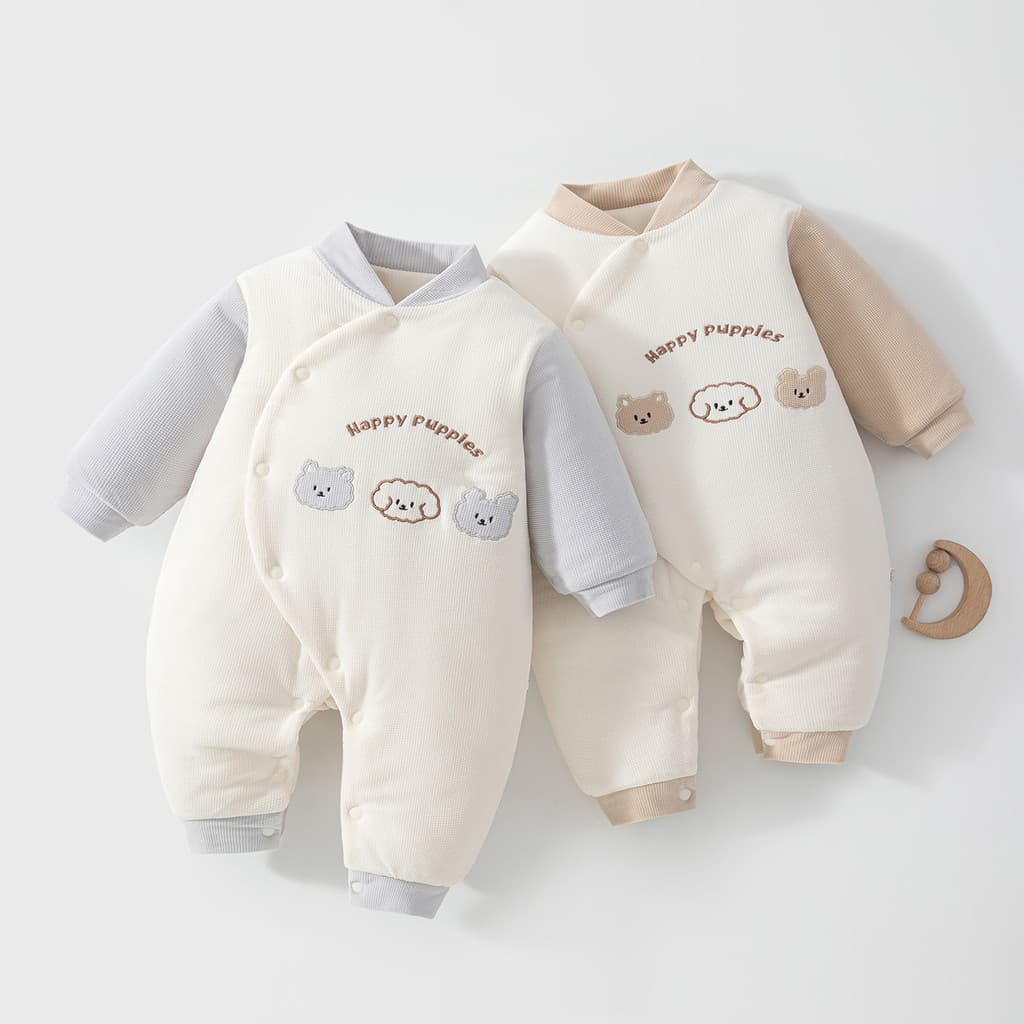 Bebê 120g Plus algodão parcial aberto macacão bebê acolchoado outono inverno roupas macacão macacão roupas de bebê
