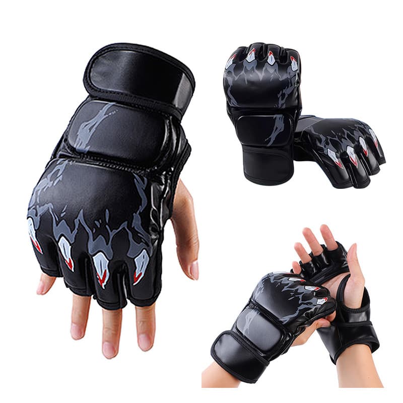 Luvas de boxe meio dedo luvas de MMA UFC Sanda luvas adultas espessadas sacos de areia de soco luvas de luta.