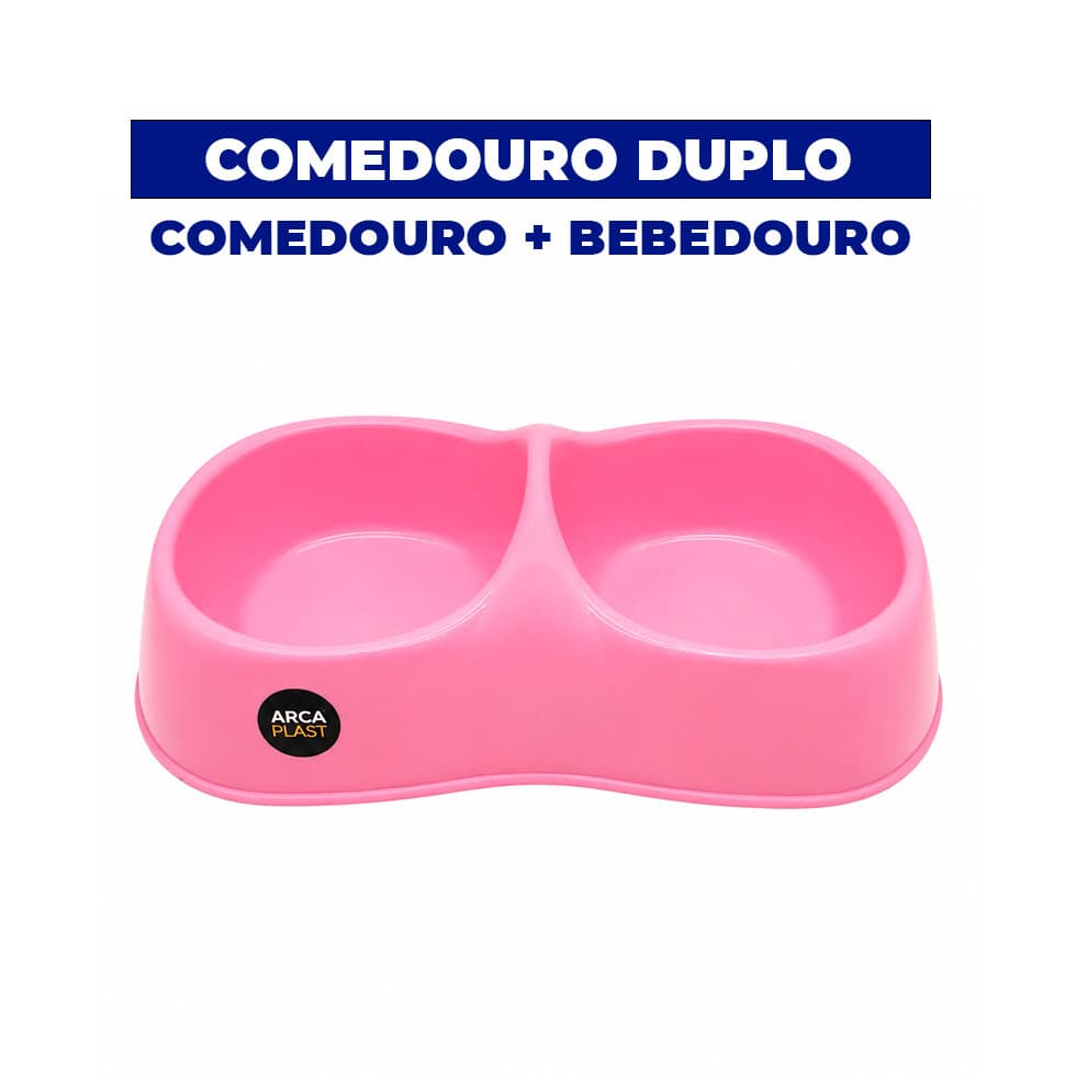 Comedouro Duplo para Pet Arca Plast | Comedouro + Bebedouro, Prático, Higiênico e Resistente