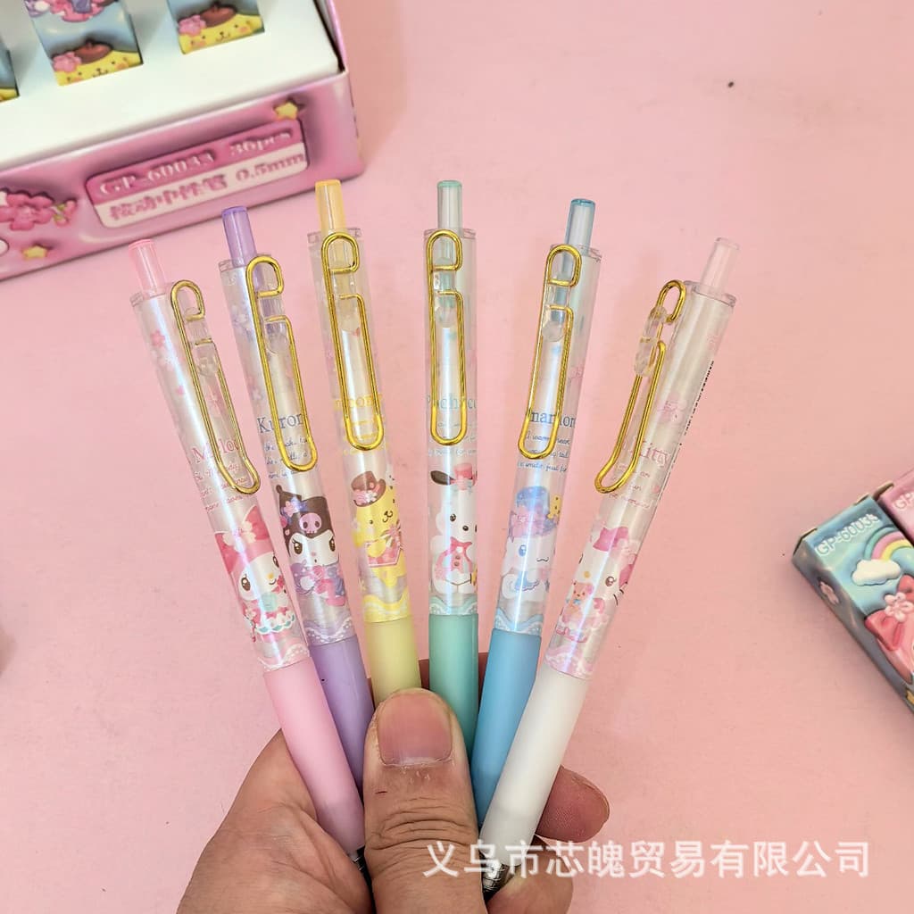Temporada de volta às aulas: Caneta retrátil Sanrio premium com desenho fofo, modelo ST para exames, 8.21 VJMY