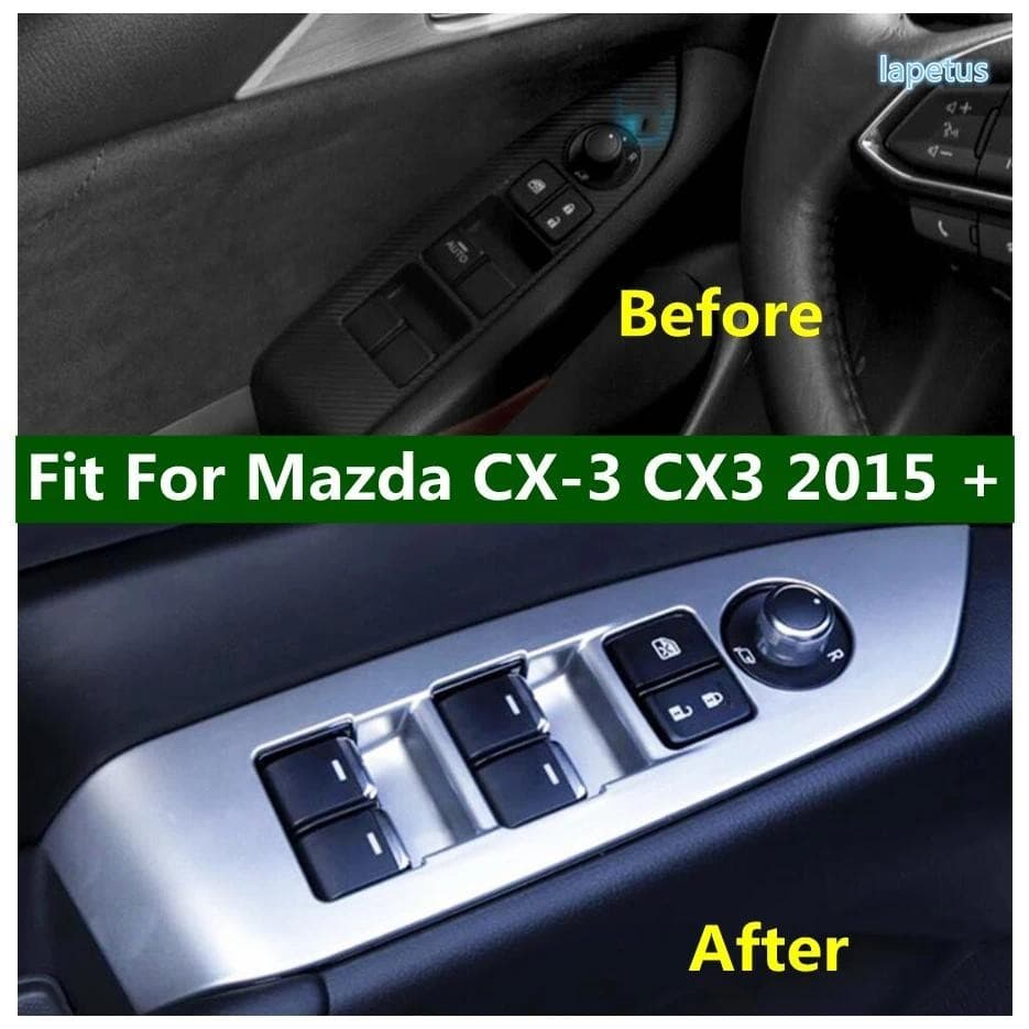 Porta Janela Braço De Vidro Elevador Botão Interruptor Capa Guarnição Decoração Painel Para Mazda CX-3 CX3 2015-2021 Fib