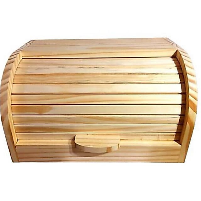 Porta Pão de Pinus com Tampa Retrátil - Caixa Grande para Cozinha