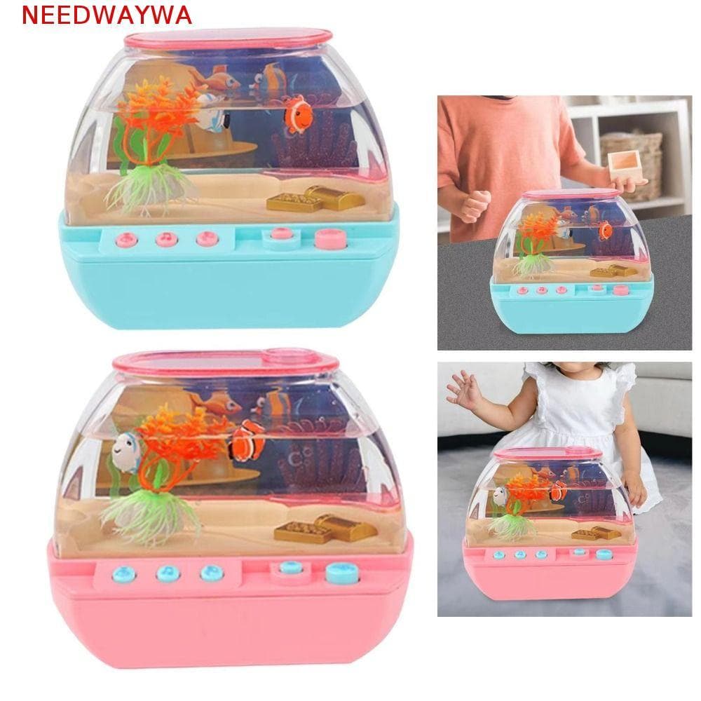 NEEDWAYWA Mini Tanque De Peixes De Simulação , Adorável Brinquedo De Aquário Artificial De Desenho Animado , Iluminado P