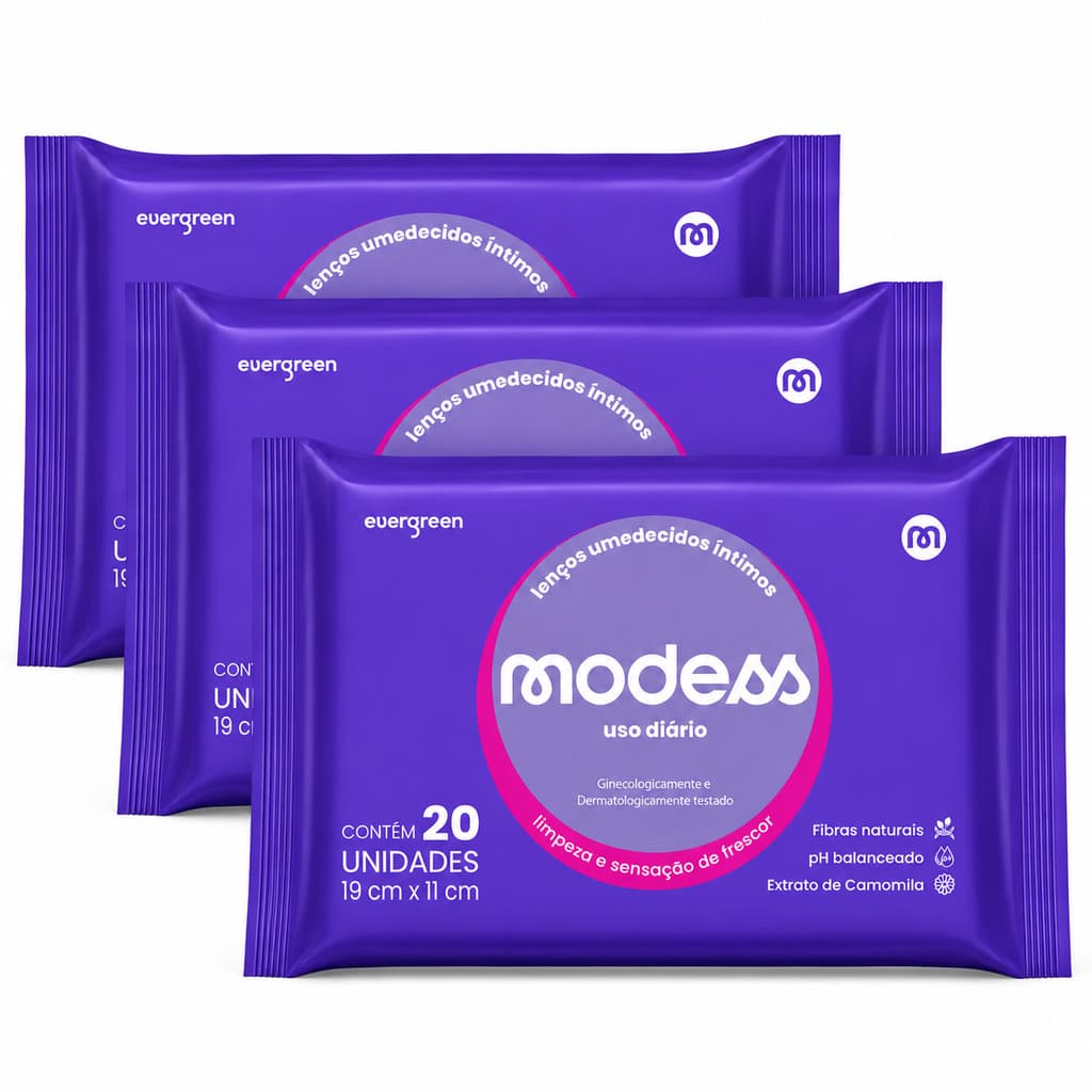 KIT 3 LENÇOS INTIMO UMEDECIDO MODESS 60UN + ENVIO RÁPIDO