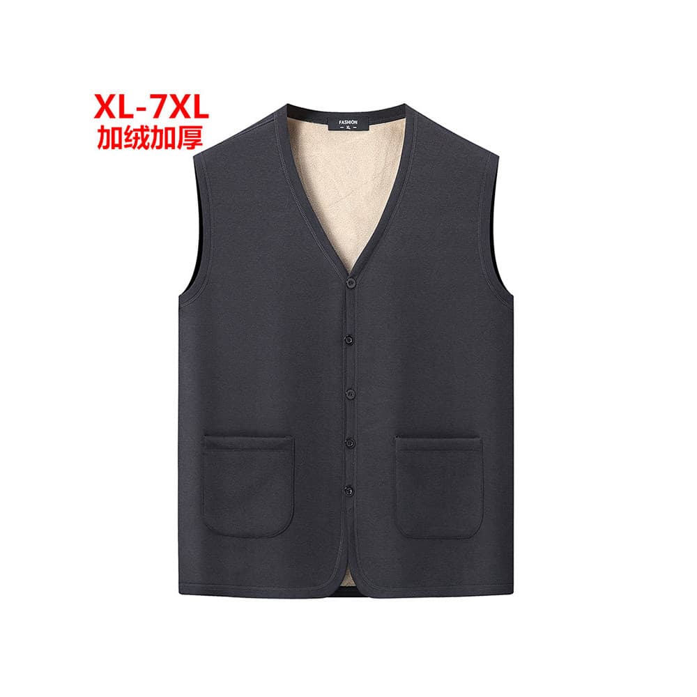 Colete de lã para idosos de meia-idade, colete de lã masculino, plus gordo, roupa de pai, outono inverno, colete quente,