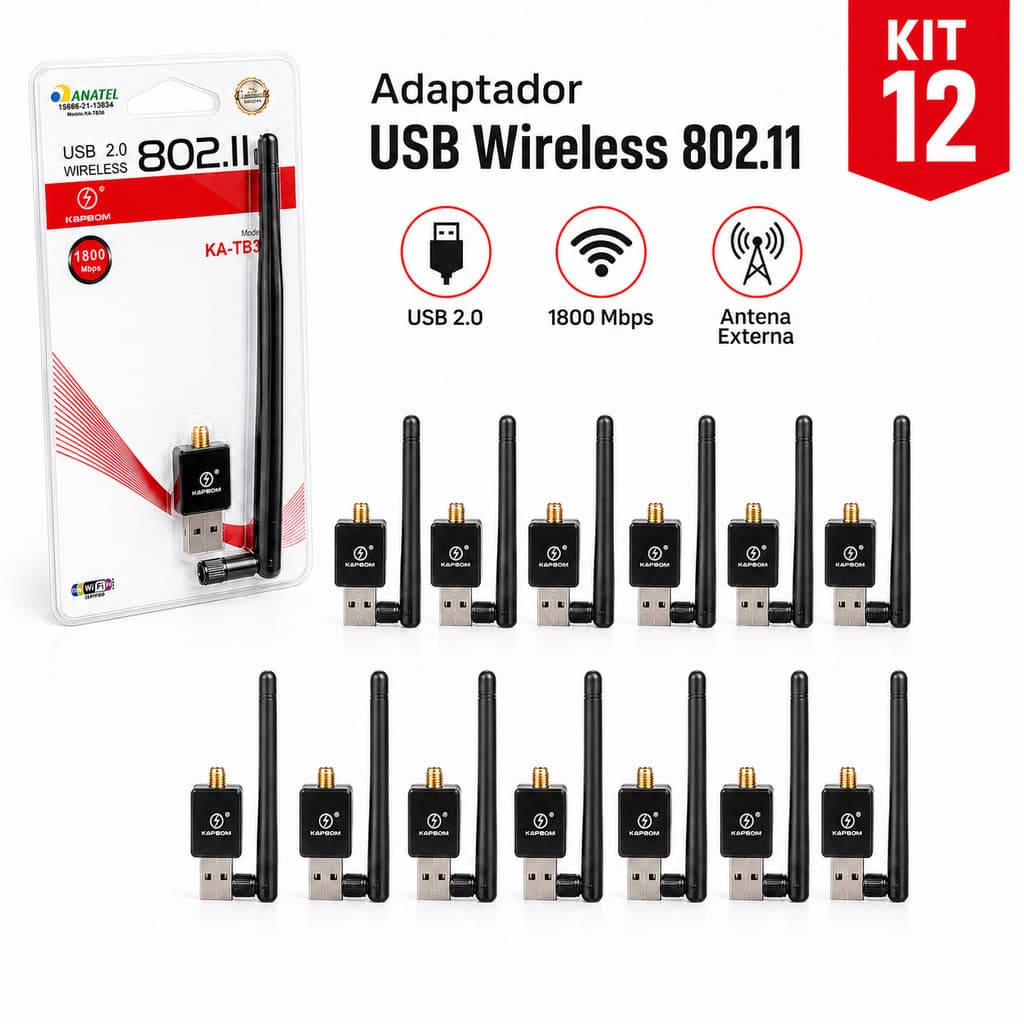 Atacado Kit 6/12 Antena Usb Wifi Adaptador 1800mbps Externa 2.4ghz