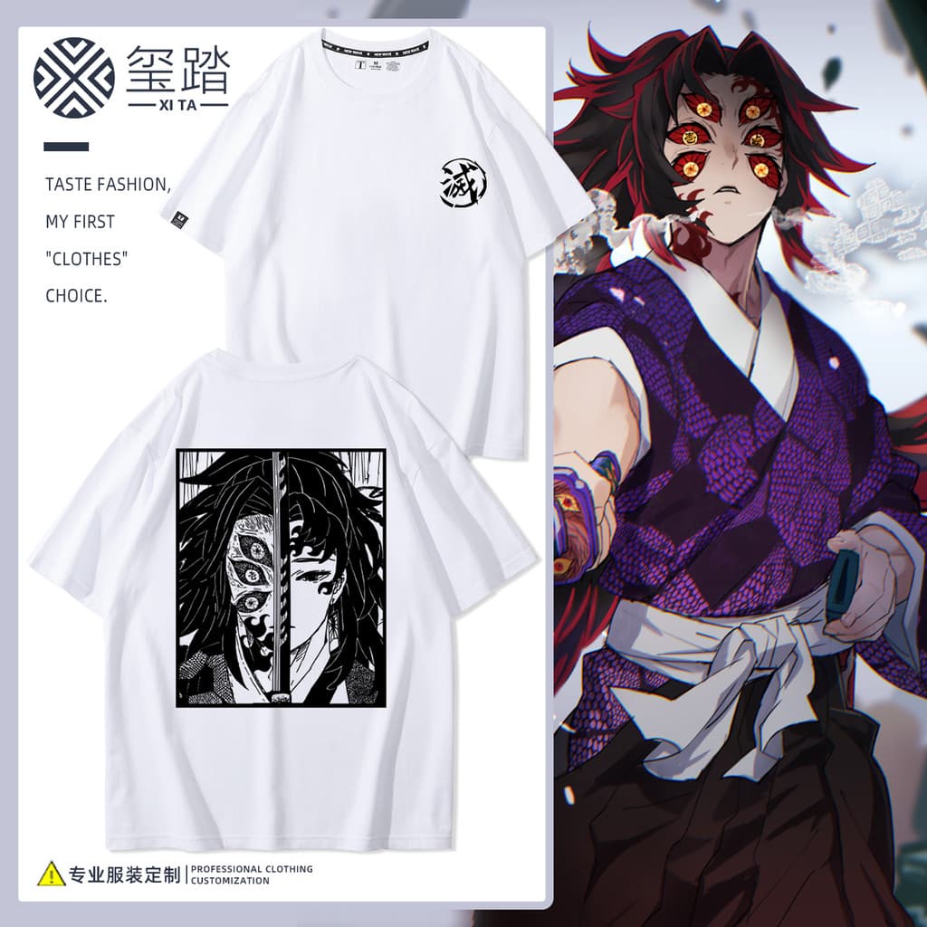 Demon Slayer Ji Kuo Yuan Yi Kuro Death Mou animação mercadoria verão de manga curta meninos bidimensional meia manga cam