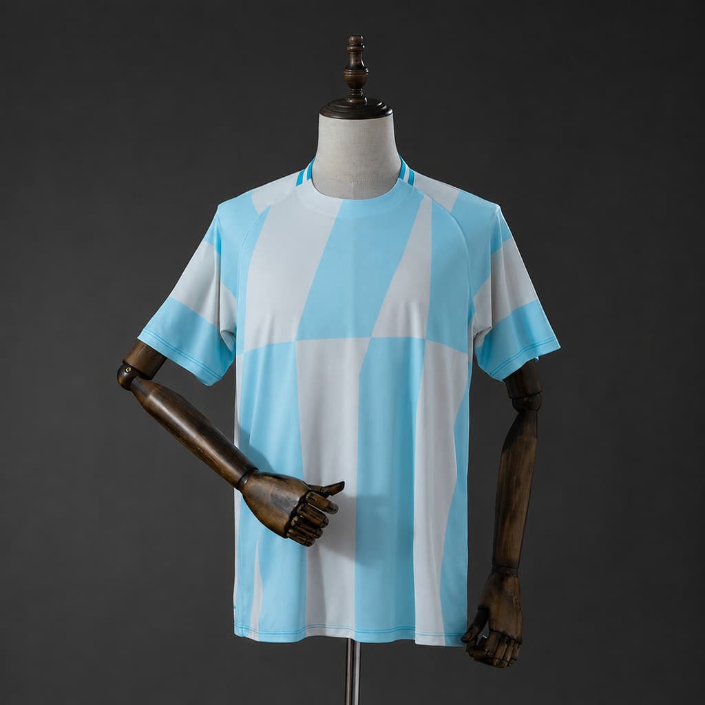 Camisa Masculina Branco Detalhes Azul Claro 26/27 Modelo Esportivo Casual P ao 2XL