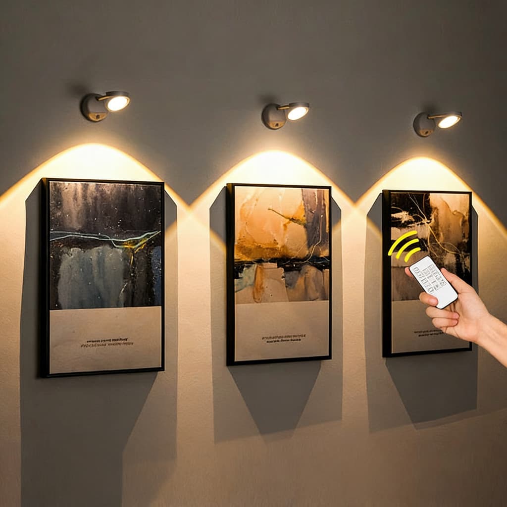 Refletor pequeno sem fiação para carregamento de sala de estar, pintura de entrada, luz ambiente sem instalação, Sensor