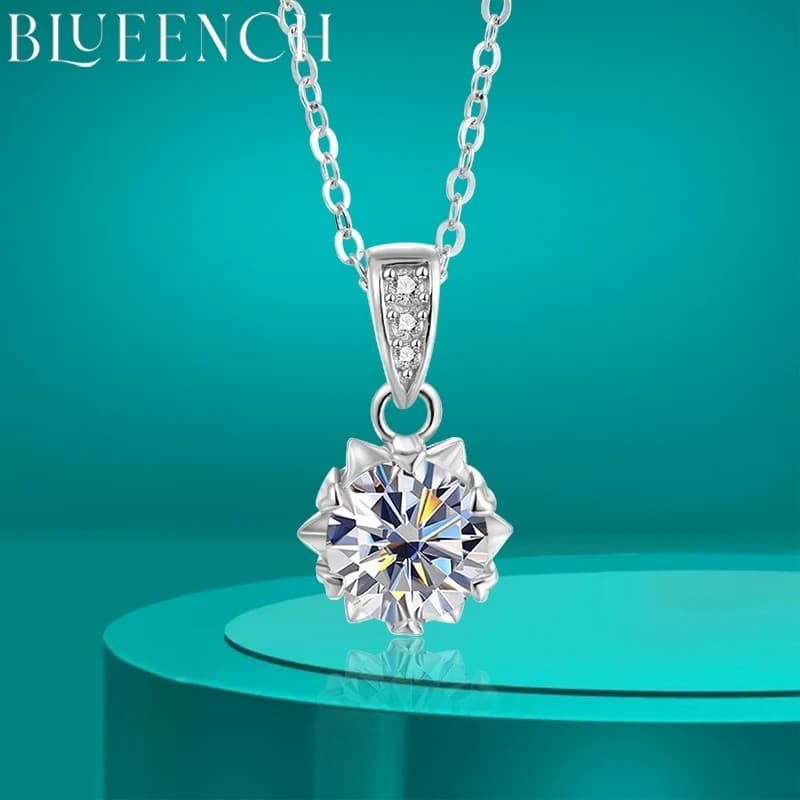 BLUEENCH D VVS1 Moissanite Pingente Colar s925 Banhado A Prata Esterlina 18k Ouro Branco GRA Certificado Colares Delicad