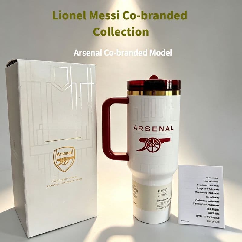 Copo térmico Arsenal Co-Branded Copo térmico de grande capacidade em aço inoxidável 1180ml Copo de palha 40 onças