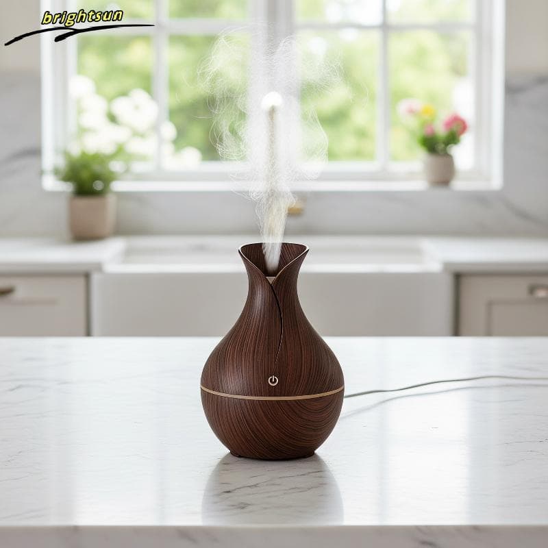 Umidificador De Grão De Madeira Difusor De Aromaterapia 7 Cores LED Névoa Purificador De Ar Remover Odor Para Casa Cozin