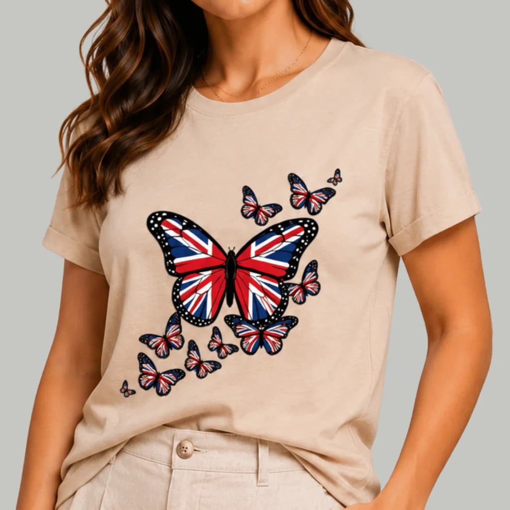 Camiseta Borboleta Eua Estilosa Blusa Camisa Casual Moderna