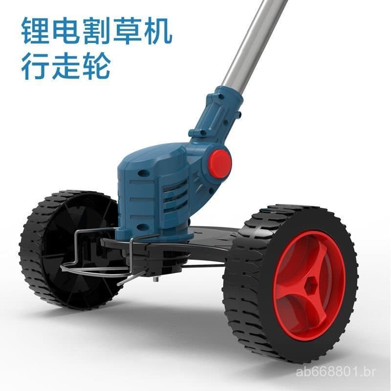 Roda de cortador de grama com bateria de lítio, roda de empurrar plana, rolo de caminhada multifuncional para cortador d