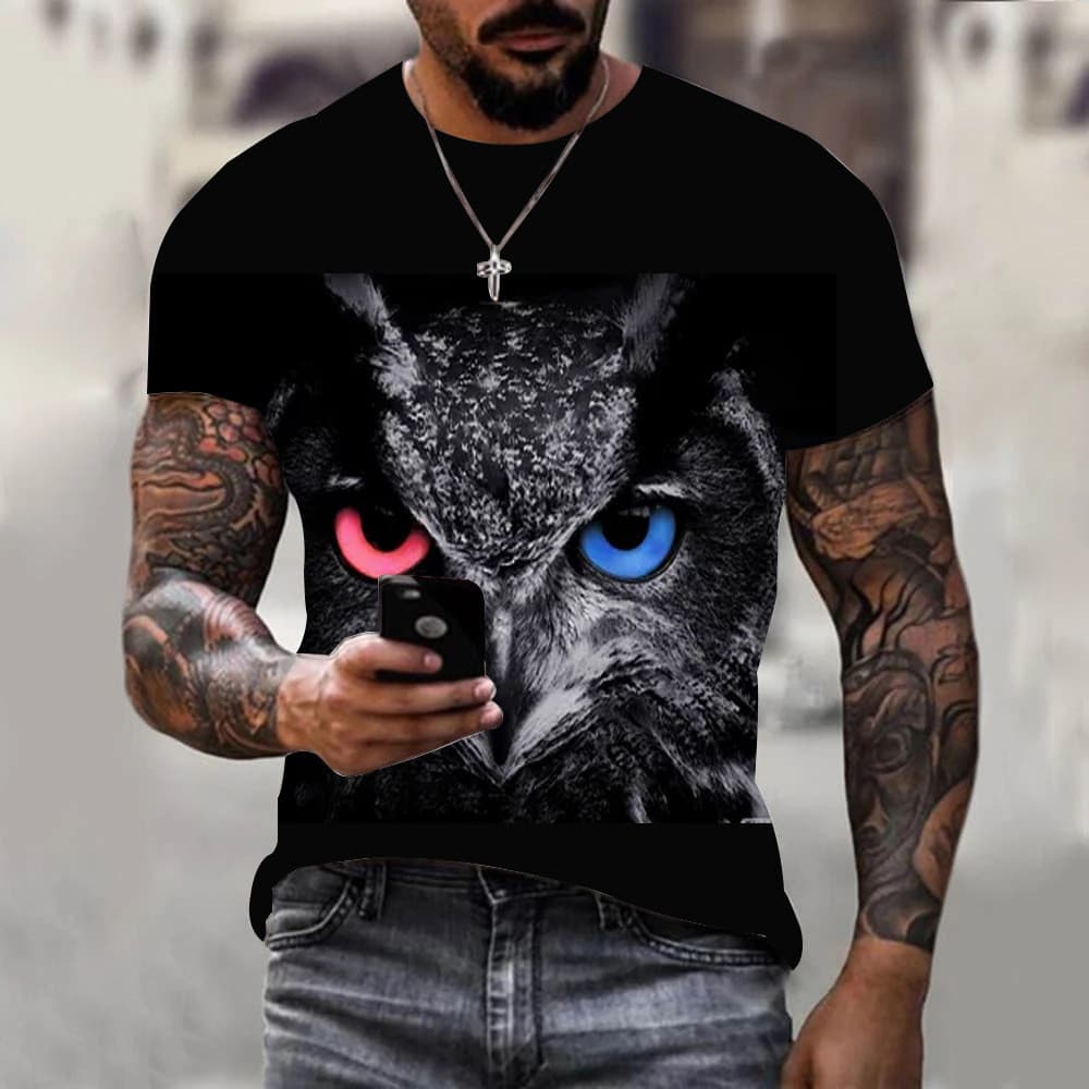 Impresso casual Em Torno Do Pescoço Mangas Curtas Manga Curta Masculino