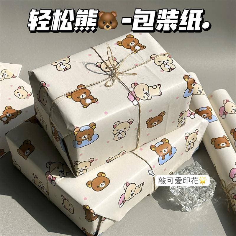 Papel de embrulho de presente Diy Rilakkuma tamanho grande ins feriado de alto valor artesanal caixa de presente de alta
