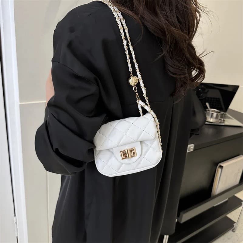 Nova Bolsa Mini Acolchoada de Moda 2026 para Mulheres, Bolsa de Ombro Transversal em Couro PU para Uso Diário e Festas