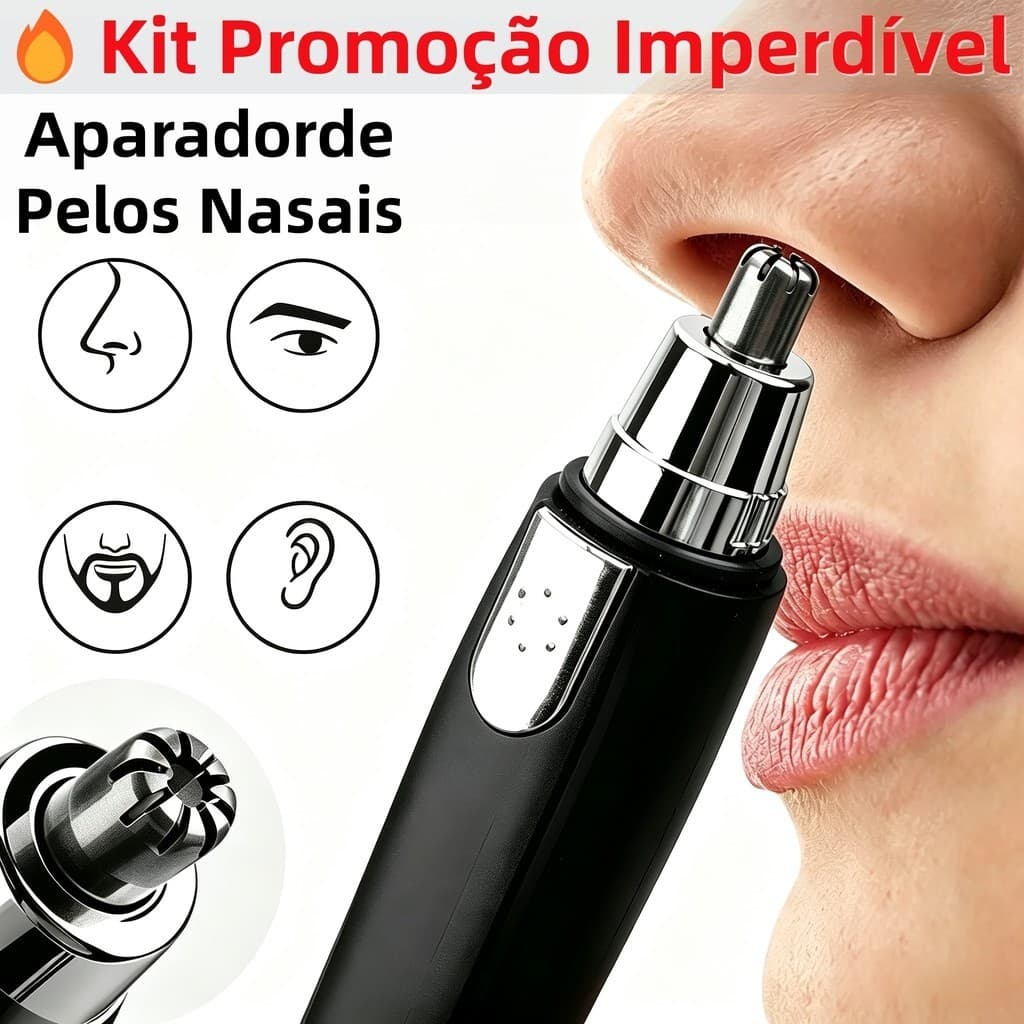 Kit 1-4 Removedor Aparador de Pelos Elétrico/Portátil para Nariz/Orelha/Rosto / Depilador Facial
