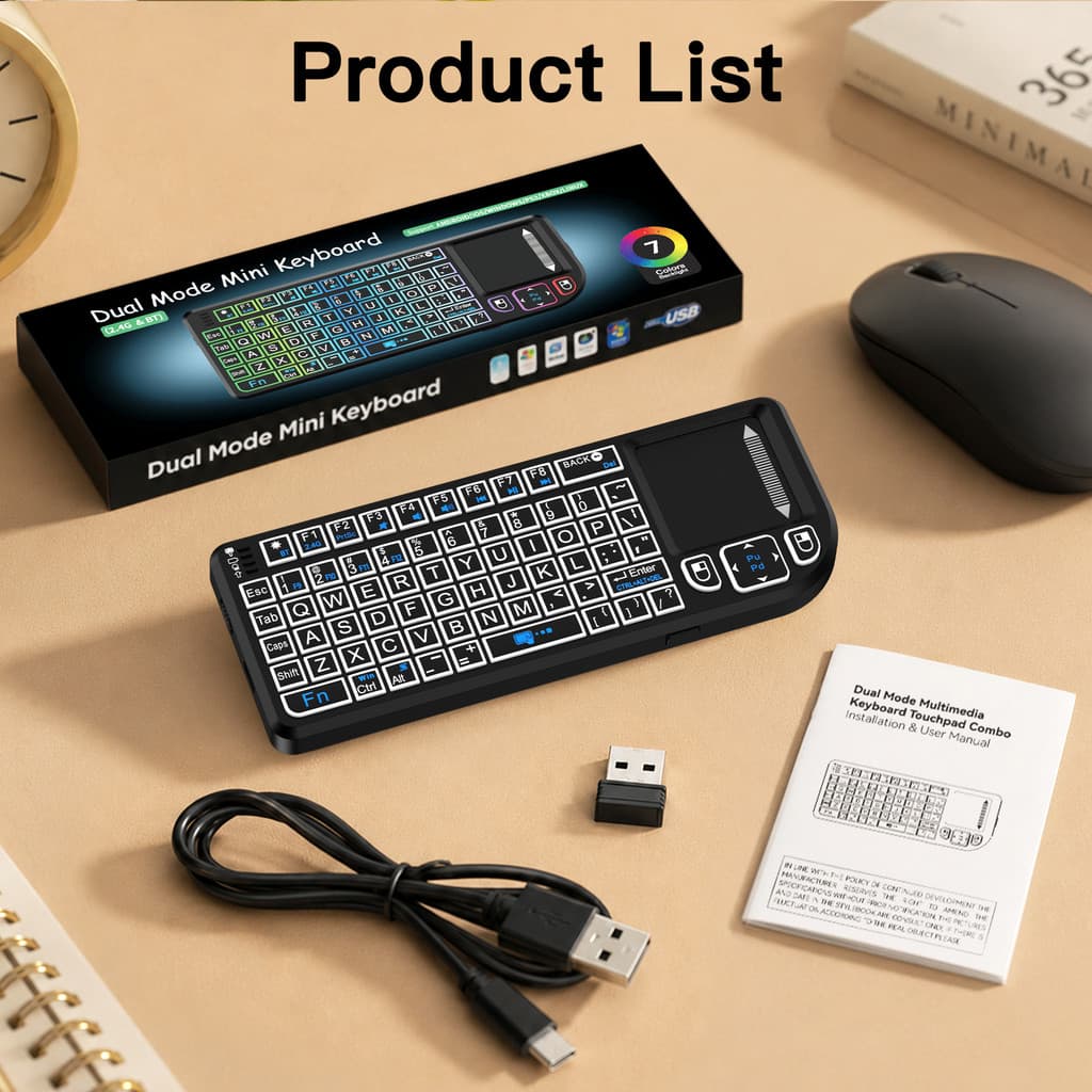 Novo teclado sem fio Bluetooth, Mini Touchpad, conjunto integrado de teclado e Mouse, teclado portátil para celular
