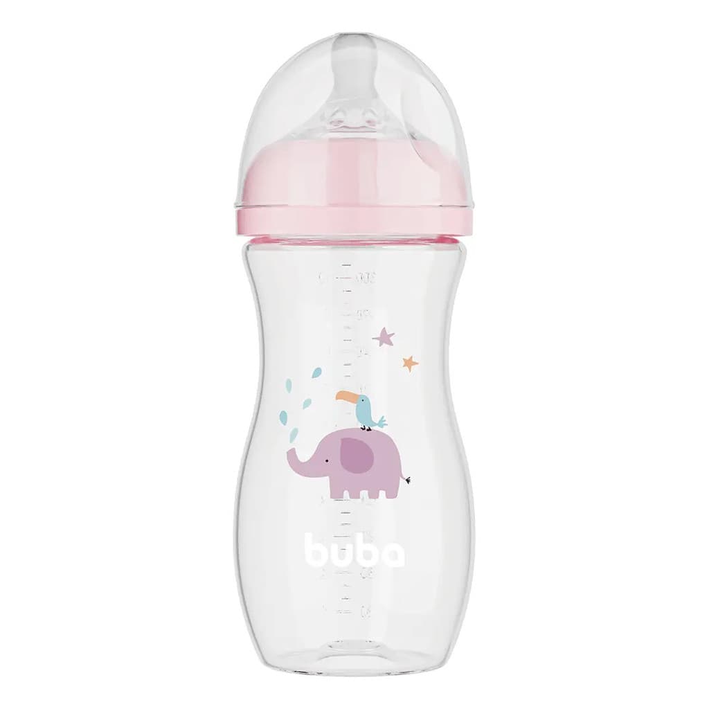 Mamadeira Easy Flow Elefante Rosa 330mL - Buba
