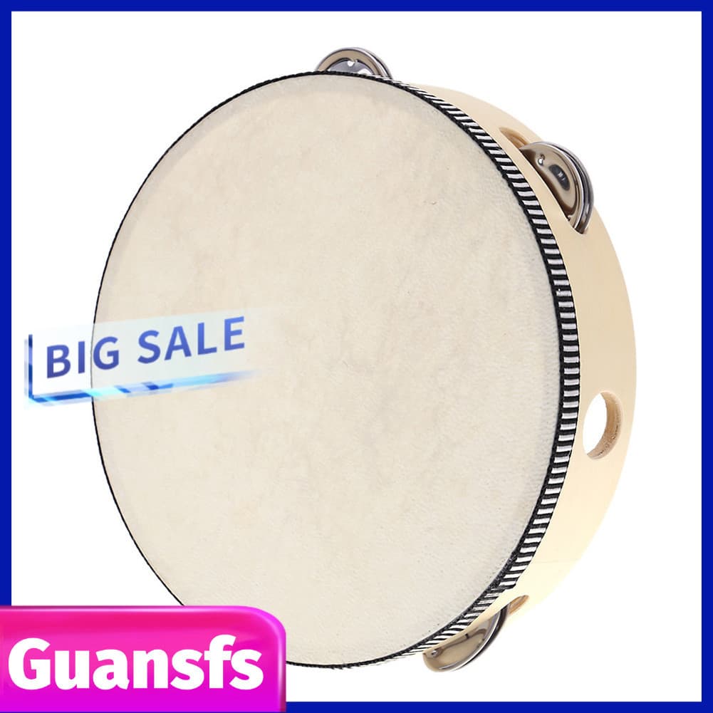 Guansfs.br Pandeiro de bétula de 8 polegadas com jingles de metal Brinquedo musical educacional para alunos Fácil de