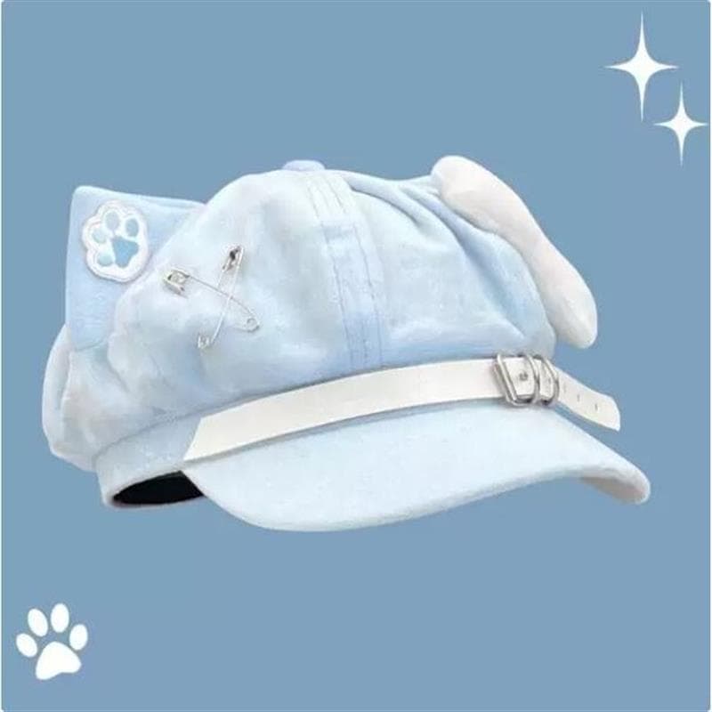 Estilo japonês y2k orelhas de gato boina feminina bidimensional cultura asiática doce legal macio bonito chapéu octogona