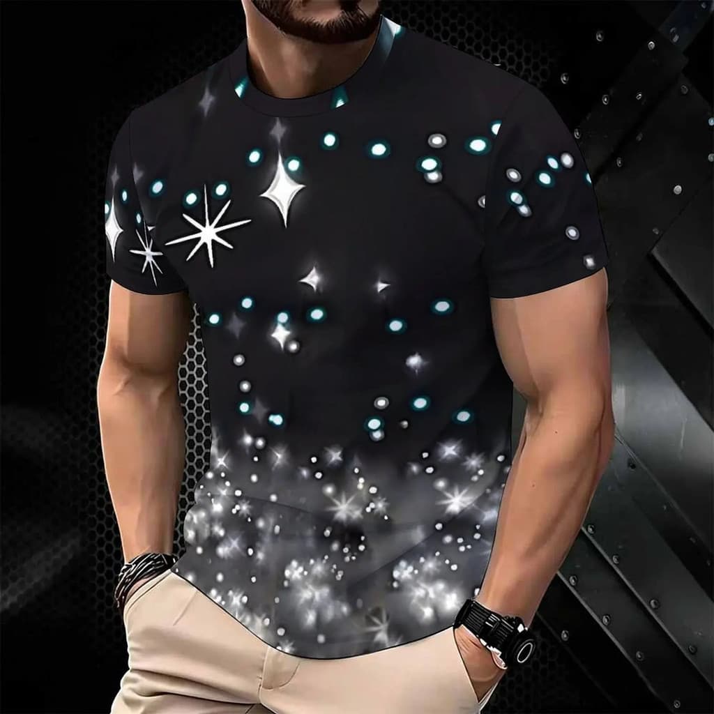 Camiseta Masculina Estampada Manga Curta Gola Redonda Casual Moda Verão Camisetas Para Uso Diário Ao Ar Livre