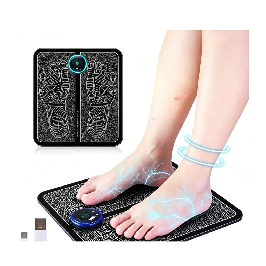 Massageador Pés Elétrico Almofada 6 Modos LCD Recarregável USB Controle Intensidade Relaxo