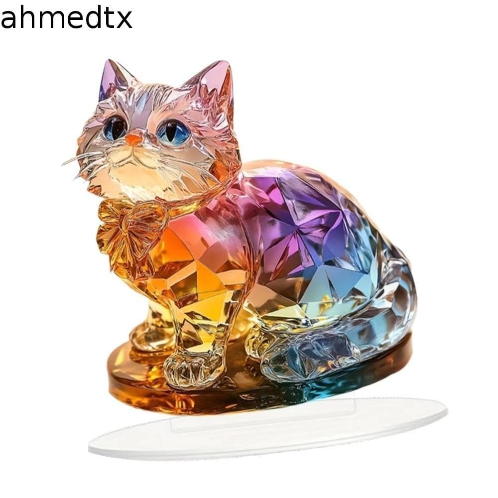 Ornamento De Gato AHMEDTXB 2D , Escultura 2D Colorida Acrílica , Brinquedo De Figura De Gatinho 2D Feito À Mão Em Miniat
