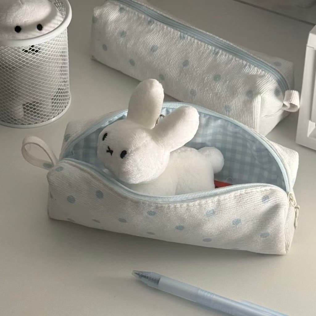 Simples ins estilo creme bolinhas lápis caso estudante de alto valor menina coração coreano papelaria saco de armazename