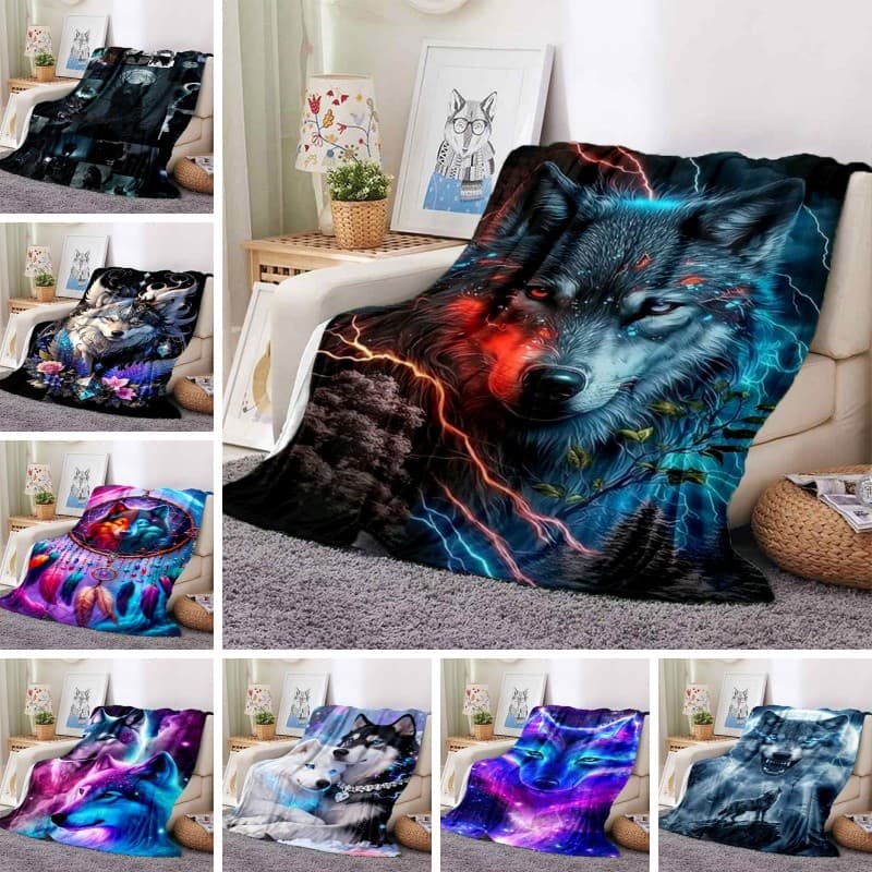 Cobertor Grande Personalizado De Lobo , De Lã Macia Tribal Nativo Americano , Presente De Natal Para Decoração De Sala D