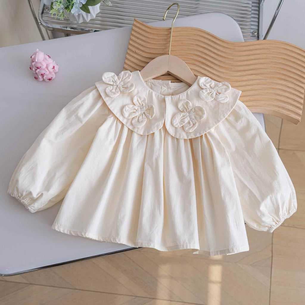 Camisa infantil feminina 2025 novo estilo primavera outono roupas menina moda topo feminino bebê versão coreana All-Matc