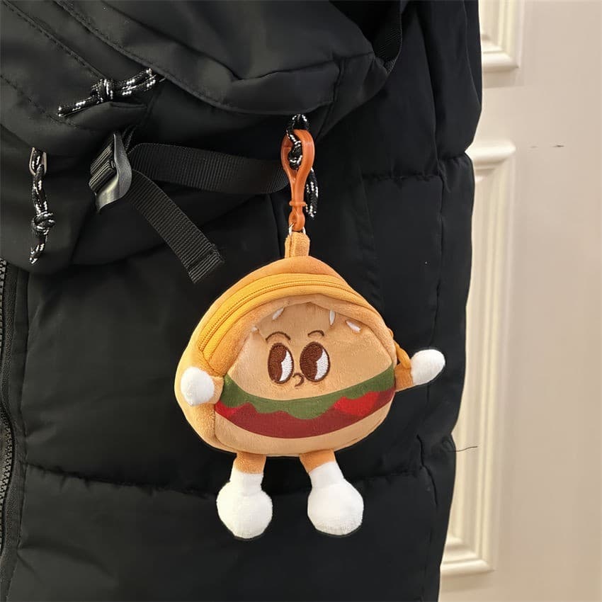 Ins bonito dos desenhos animados hambúrguer moeda bolsa All-Match saco de armazenamento novo estilo saco pingente chavei