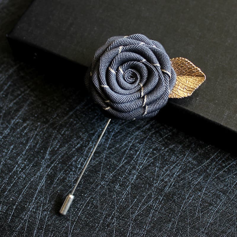 Broche de rosa feito à mão unissex broche terno camisa bolso quadrado noivo padrinhos colar pino caixa de presente