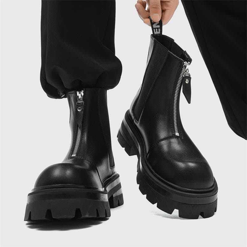 Novas botas Chelsea masculinas botas de motocicleta britânicas de sola grossa Mid-Top zíper cavaleiro Martin botas ameri
