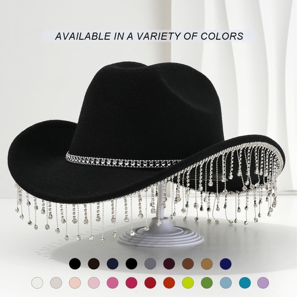 Chapéu de Cowboy ocidental de alta qualidade Chapéu de cavaleiro estilo Country Chapéu de festa retrô feminino Chapéu de
