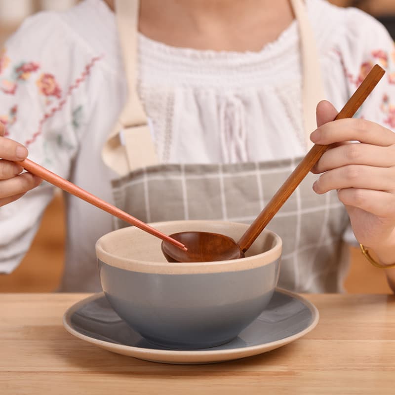 Hejiang colher de sopa de Ramen japonesa, cabo longo, oco, grande escorredor, madeira sólida, bainha de tartaruga, panel