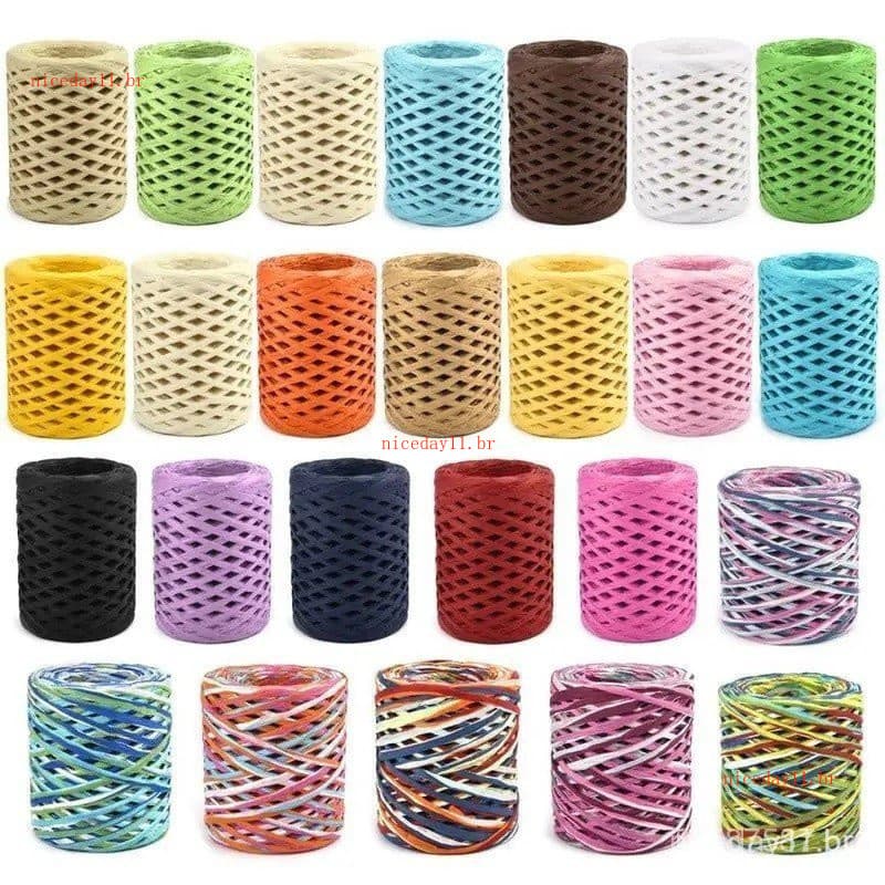 Fio de Ráfia de 200m para Tricô Manual, Papel para Crochê, Embalagem de Corda, Bolsas para Chapéus de Verão SGWS UFQU