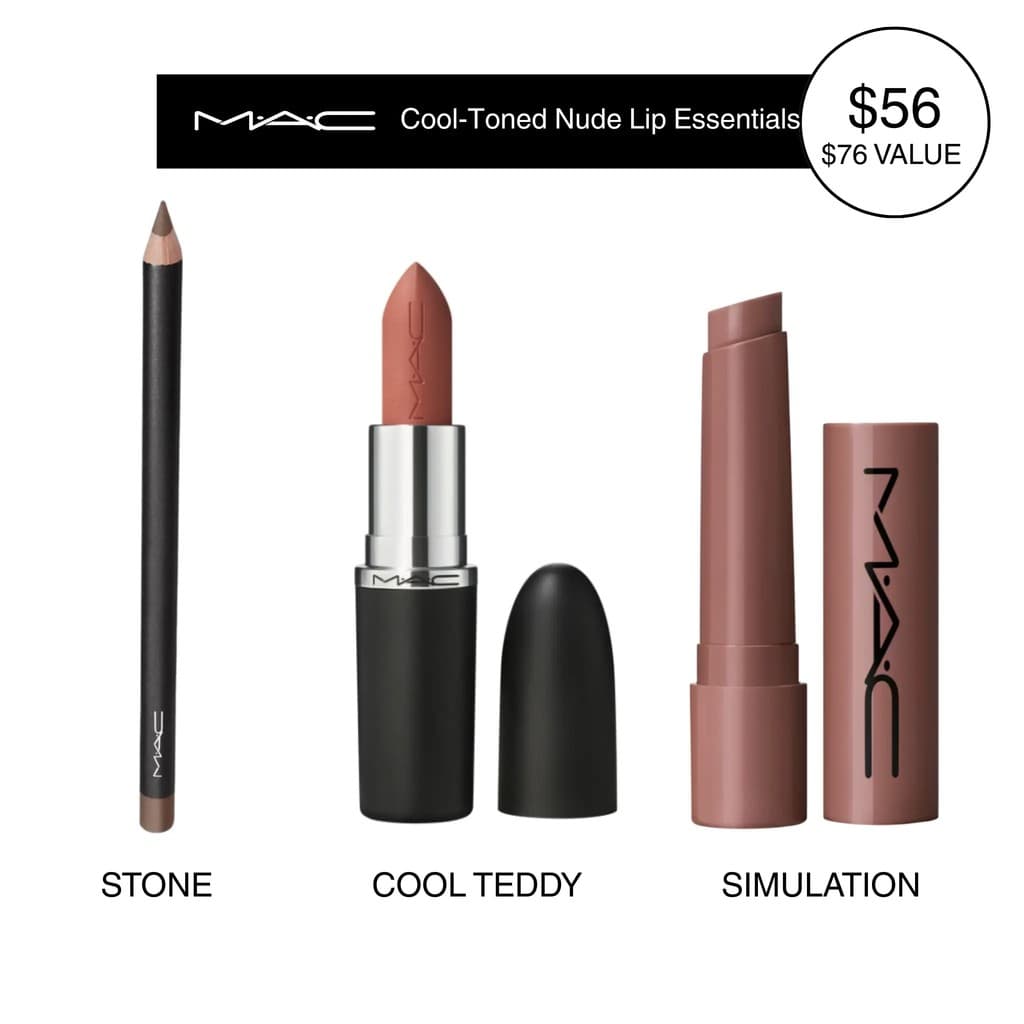 MAC Cool-Toned Nude Lip Trio – Conjunto para Esculpir, Definir e Preencher os Lábios