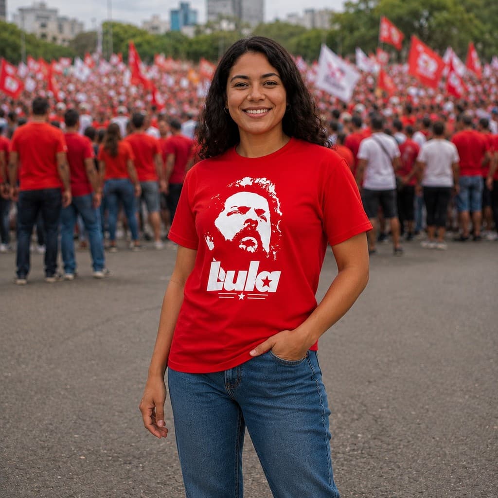 Camiseta Feminina Política Lula Retrô Vintage Estampada Algodão Básica Manga Curta Casual