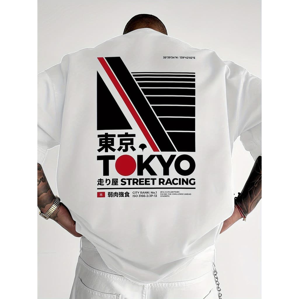 Camiseta Masculina Com Estampa Estampada Tokyo Street Racing , 1 Peça , Roupa Casual