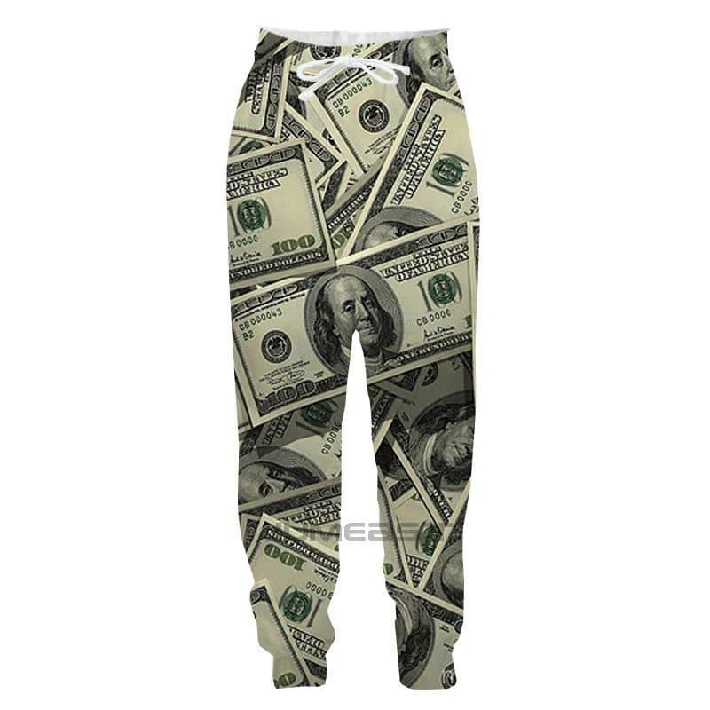 Spring and Autumn Fashion Men's Pants 3D Money Printed Jogging Pants Unisex Harajuku Street Leisure Sports Straight Leg