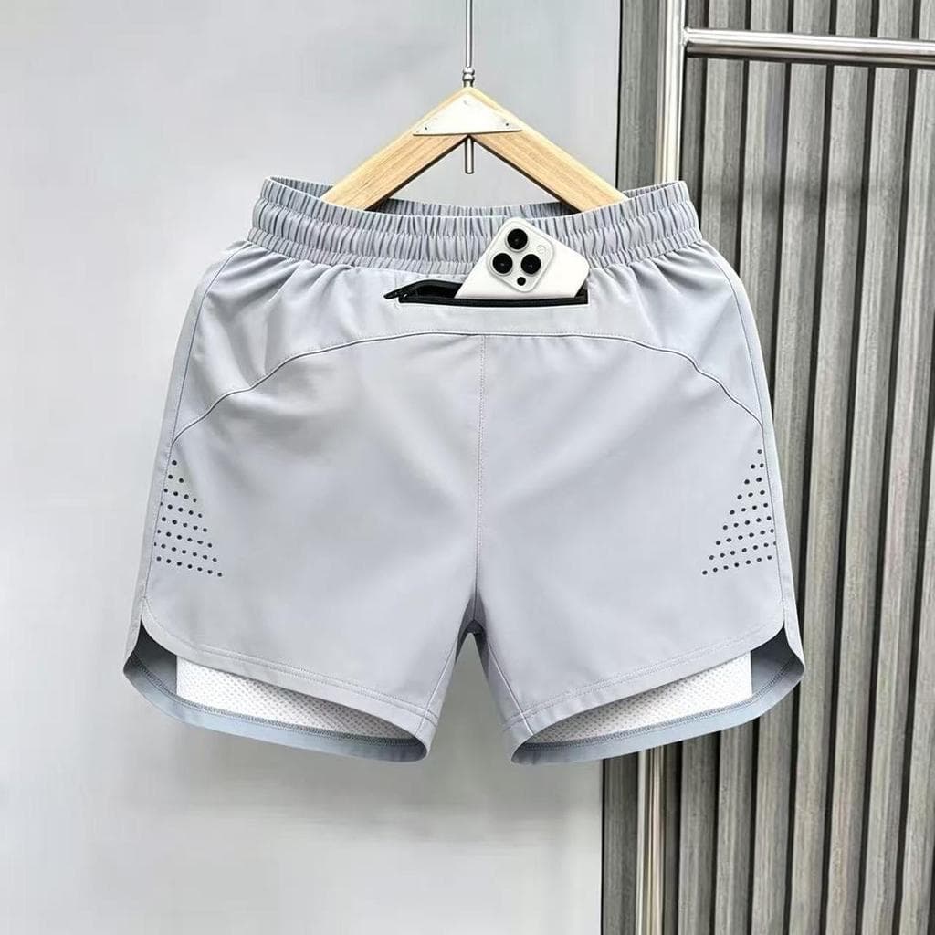 Correndo esportes Shorts masculino forro ciclismo falso de duas peças calças de três pontos verão de secagem rápida resp